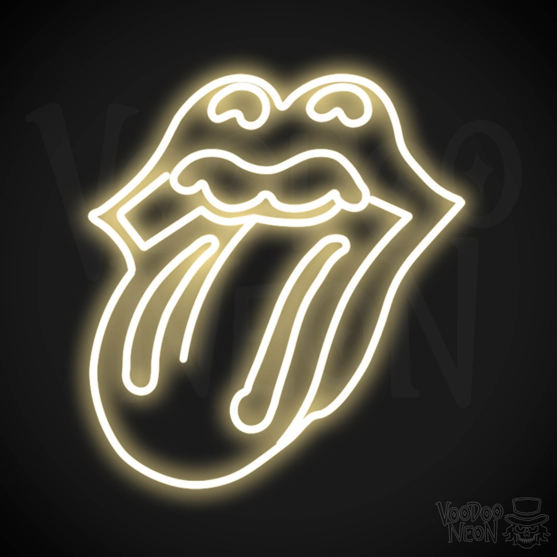 Rolling Stones Neon Sign - Rolling Stones Sign - Neon Rolling Stones Logo Wall Art - Color Warm White
