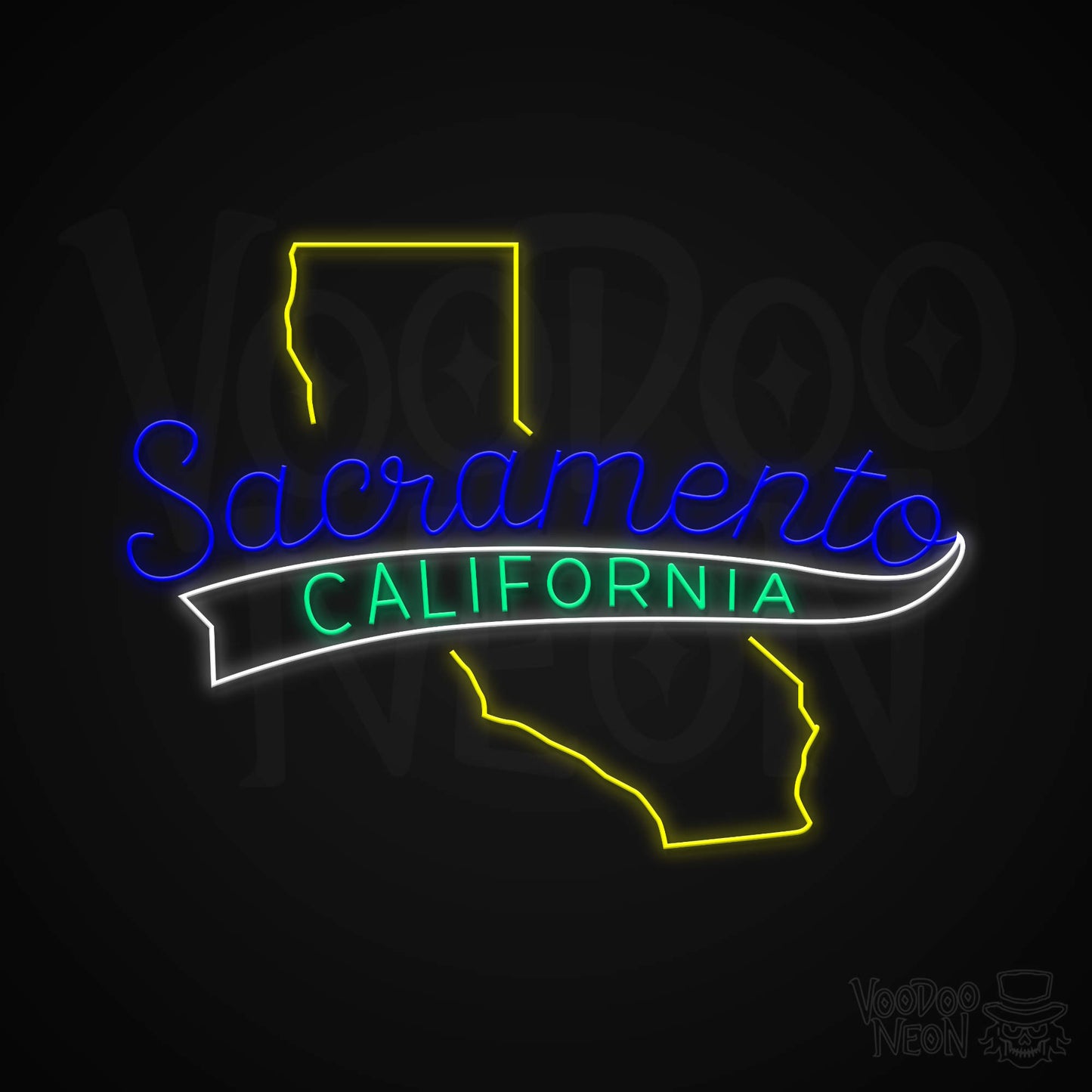 Sacramento, California Neon Sign - Multi-Color