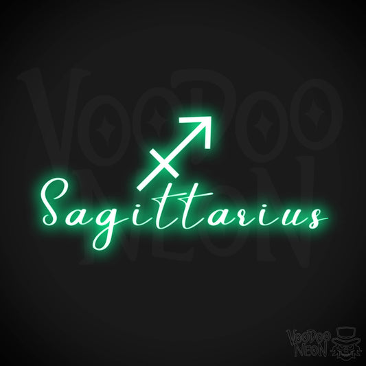 Sagittarius Neon Sign - Neon Sagittarius Sign - Sagittarius Symbol - Neon Wall Art - Color Green
