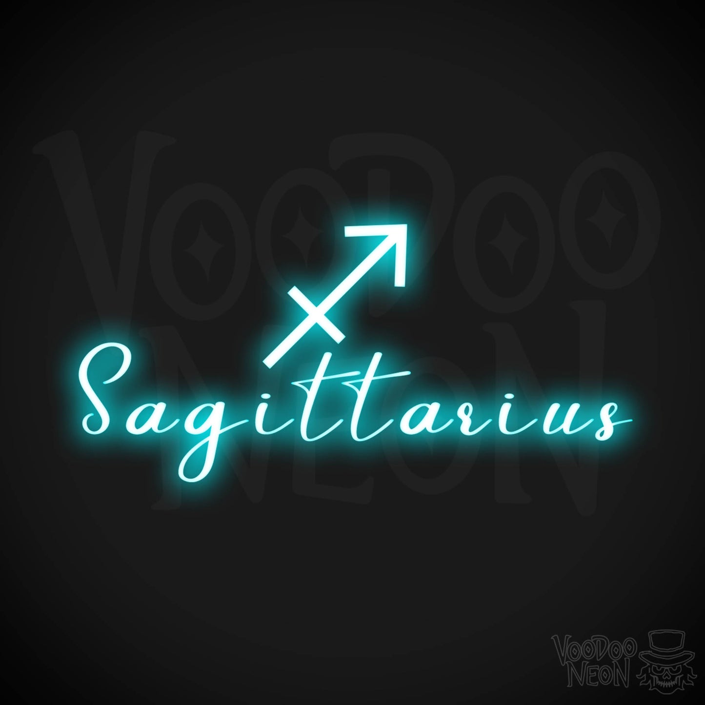 Sagittarius Neon Sign - Neon Sagittarius Sign - Sagittarius Symbol - Neon Wall Art - Color Ice Blue