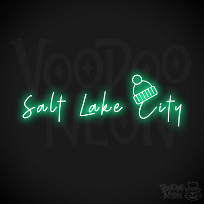 Salt Lake City Neon Sign - Neon Salt Lake City Sign - LED Signs - Wall Art - Color Green