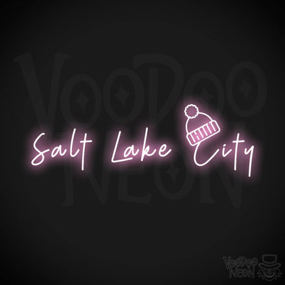 Salt Lake City Neon Sign - Neon Salt Lake City Sign - LED Signs - Wall Art - Color Light Pink