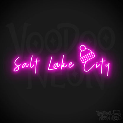 Salt Lake City Neon Sign - Neon Salt Lake City Sign - LED Signs - Wall Art - Color Pink