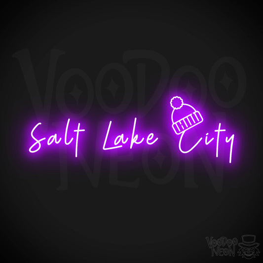Salt Lake City Neon Sign - Neon Salt Lake City Sign - LED Signs - Wall Art - Color Purple