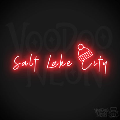 Salt Lake City Neon Sign - Neon Salt Lake City Sign - LED Signs - Wall Art - Color Red