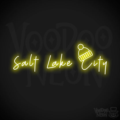 Salt Lake City Neon Sign - Neon Salt Lake City Sign - LED Signs - Wall Art - Color Yellow