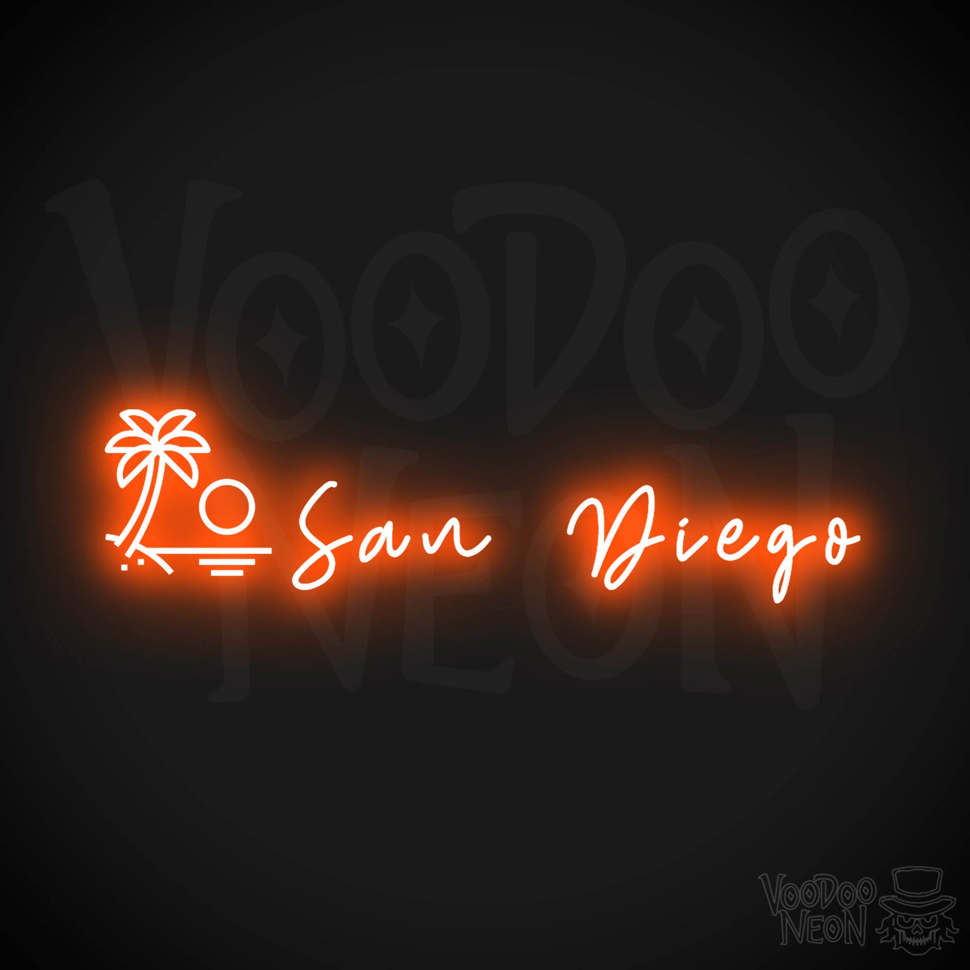 San Diego Neon Sign - Neon San Diego Sign - LED Signs - Wall Art - Color Orange