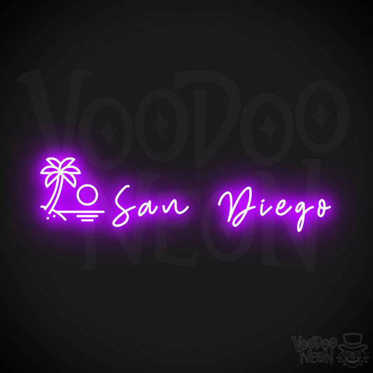 San Diego Neon Sign - Neon San Diego Sign - LED Signs - Wall Art - Color Purple