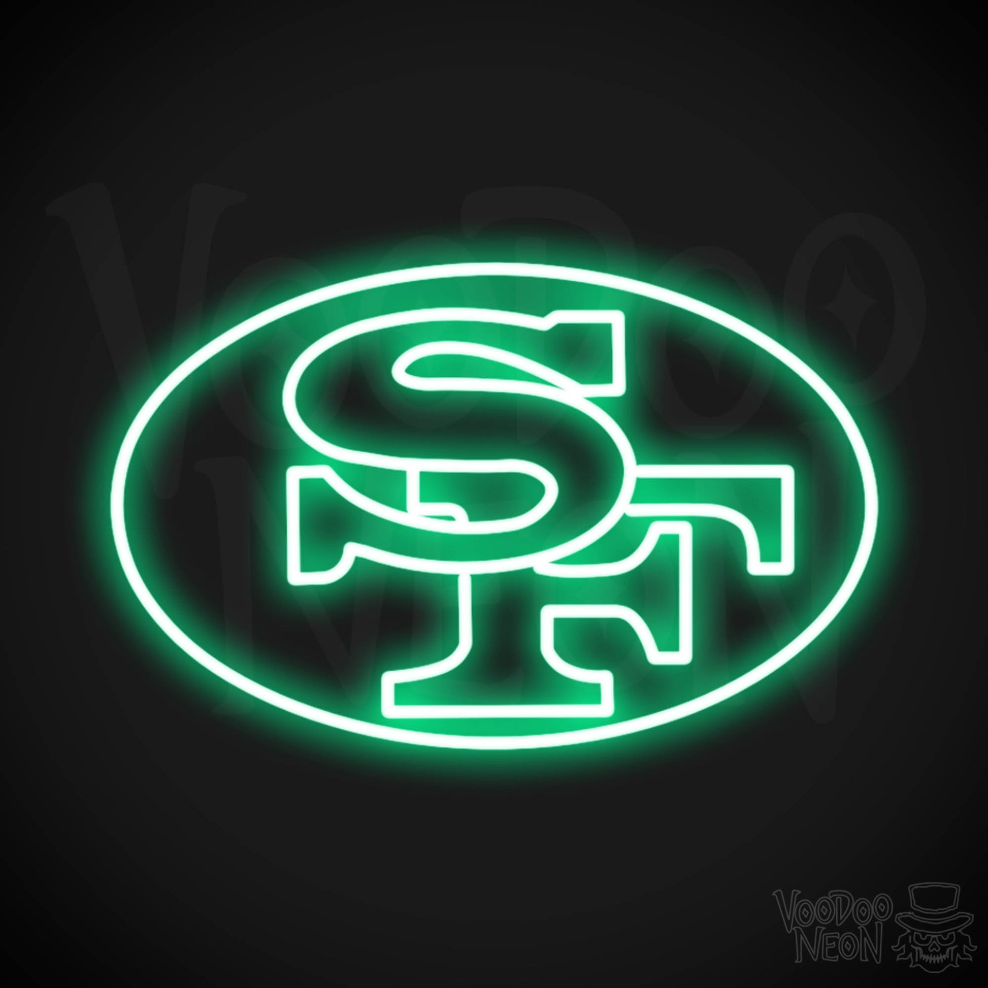 San Francisco 49ers Neon Sign - San Francisco 49ers Sign - Neon 49ers Logo Wall Art - Color Green