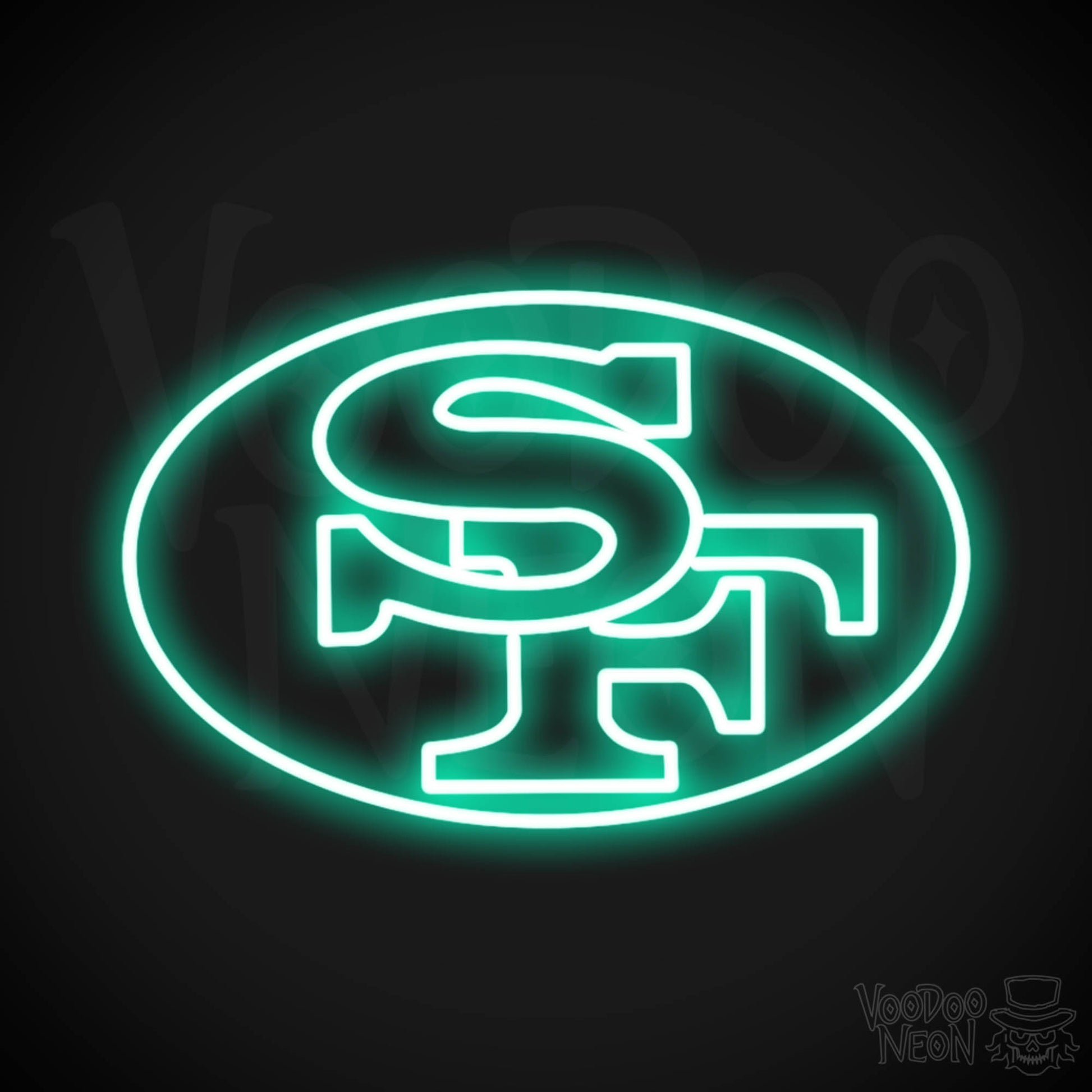 San Francisco 49ers Neon Sign - San Francisco 49ers Sign - Neon 49ers Logo Wall Art - Color Light Green