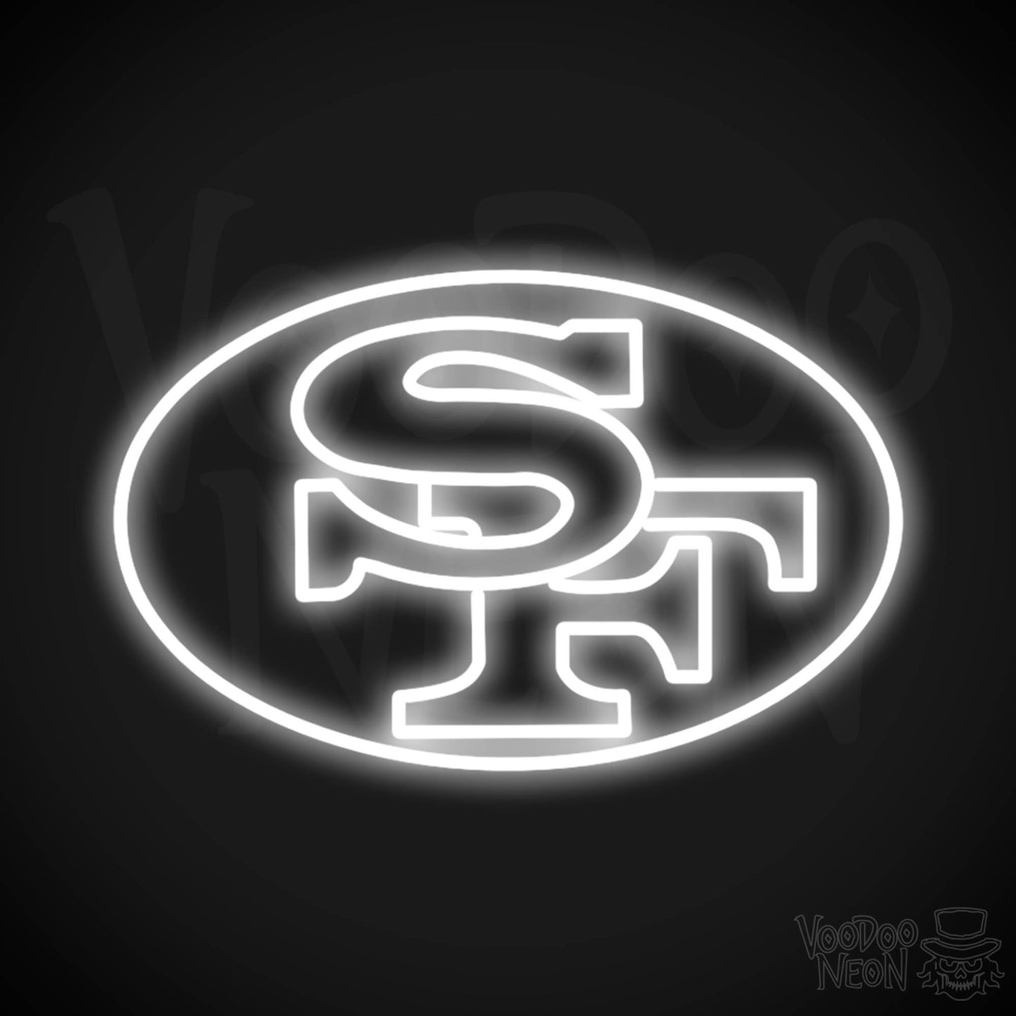 San Francisco 49ers Neon Sign - San Francisco 49ers Sign - Neon 49ers Logo Wall Art - Color White