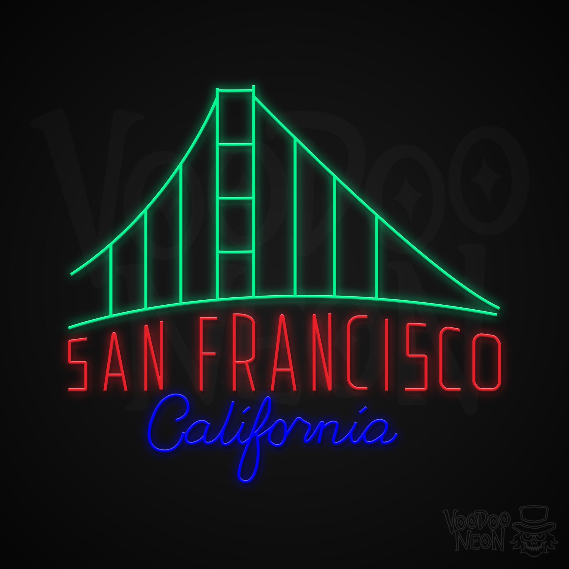 San Francisco, California Neon Sign - Multi-Color