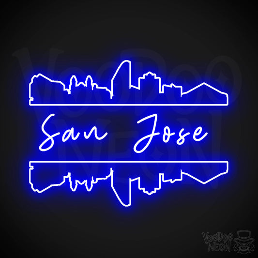 San Jose Neon Sign - Neon San Jose Sign - LED Signs - Wall Art - Color Dark Blue
