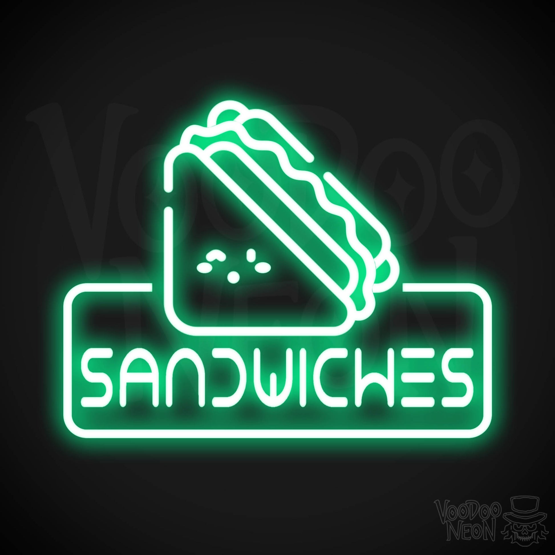 Neon Sandwiches Sign - Sandwich Neon Sign - Neon Sandwich Shop Sign - Color Green
