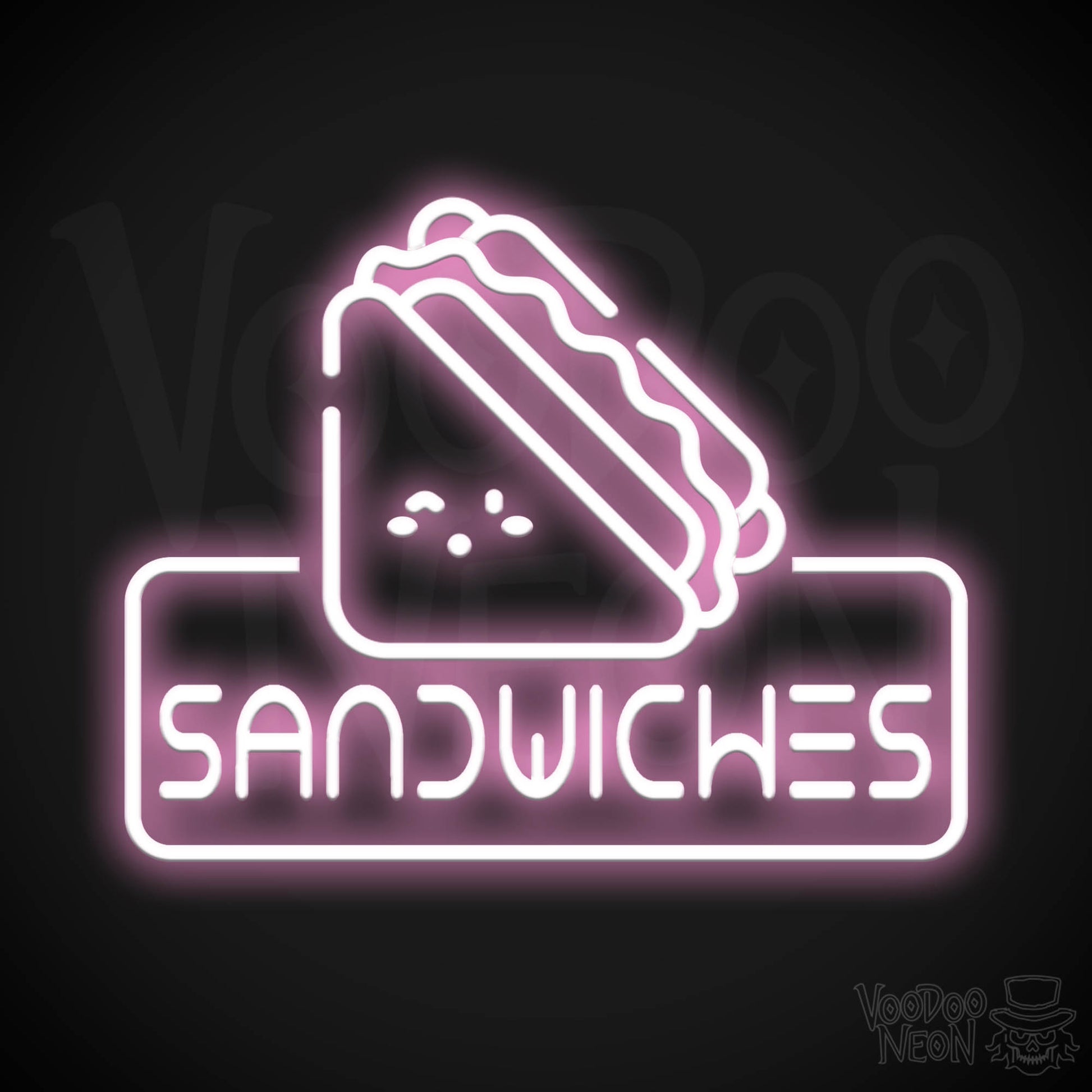 Neon Sandwiches Sign - Sandwich Neon Sign - Neon Sandwich Shop Sign - Color Light Pink