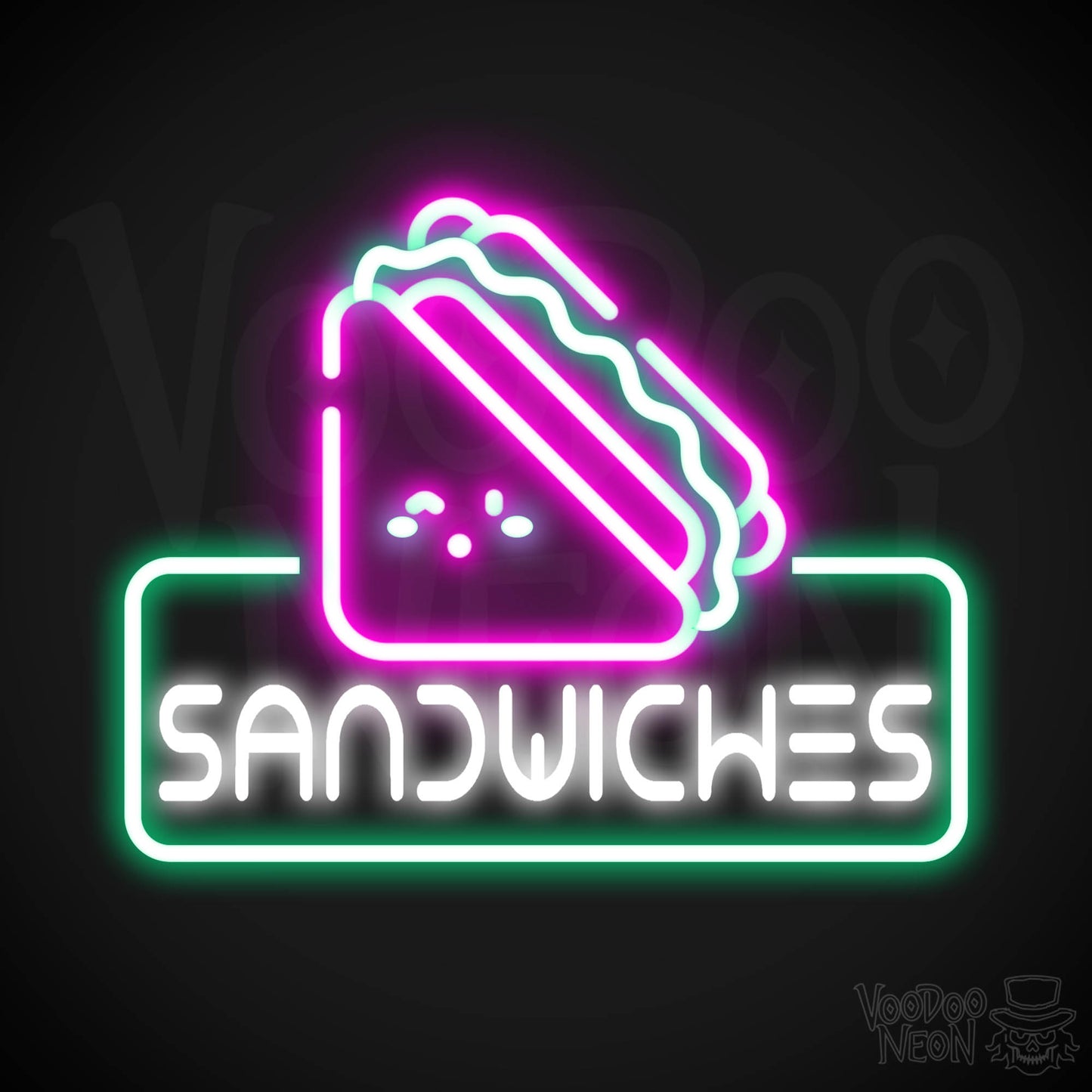Neon Sandwiches Sign - Sandwich Neon Sign - Neon Sandwich Shop Sign - Color Multi-Color