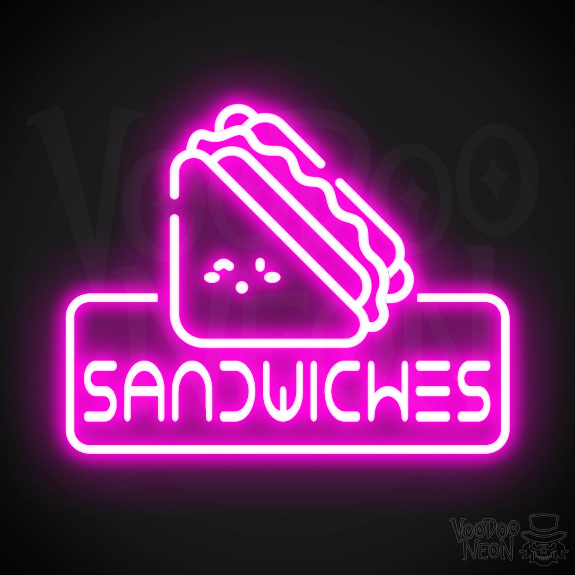 Neon Sandwiches Sign - Sandwich Neon Sign - Neon Sandwich Shop Sign - Color Pink