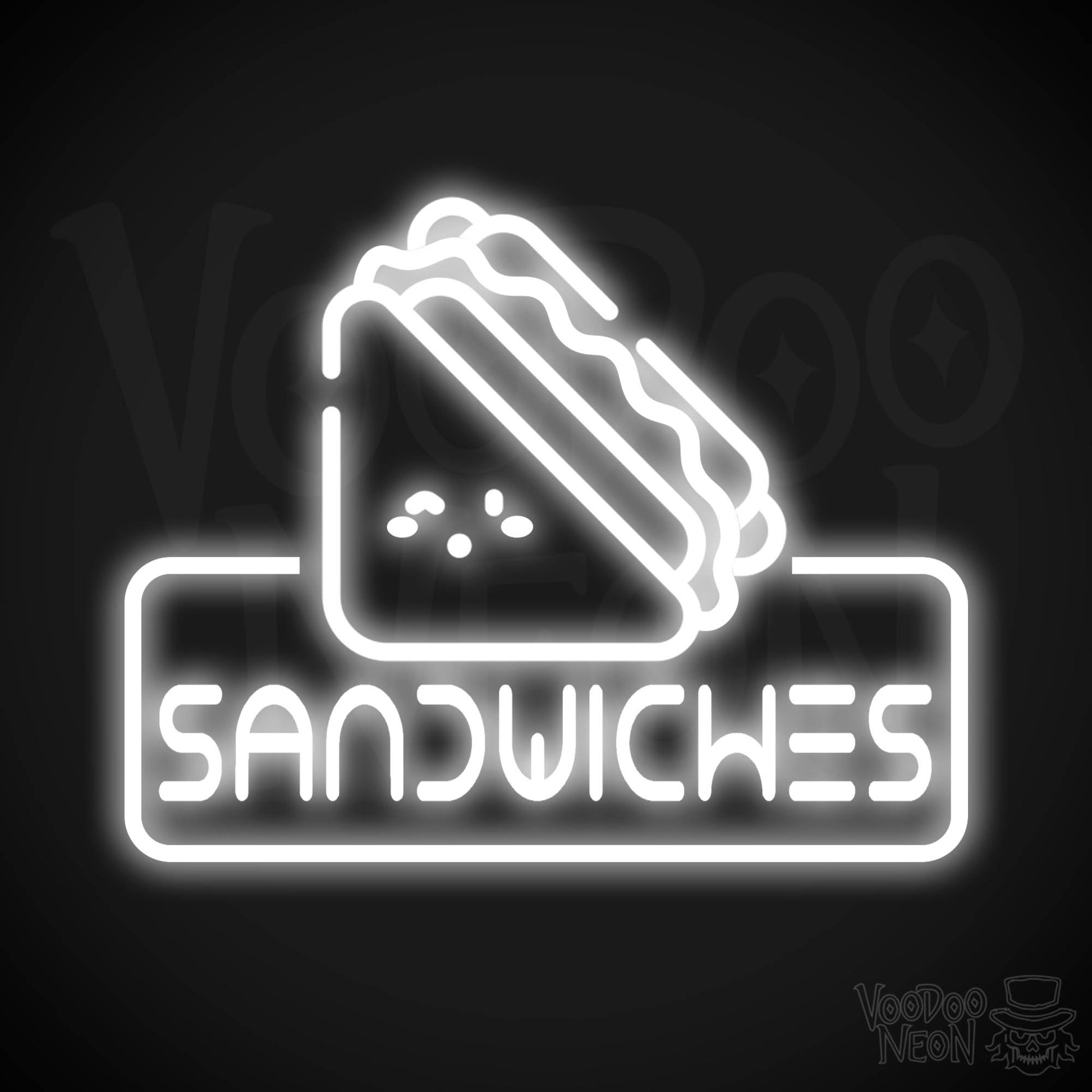 Neon Sandwiches Sign - Sandwich Neon Sign - Neon Sandwich Shop Sign - Color White