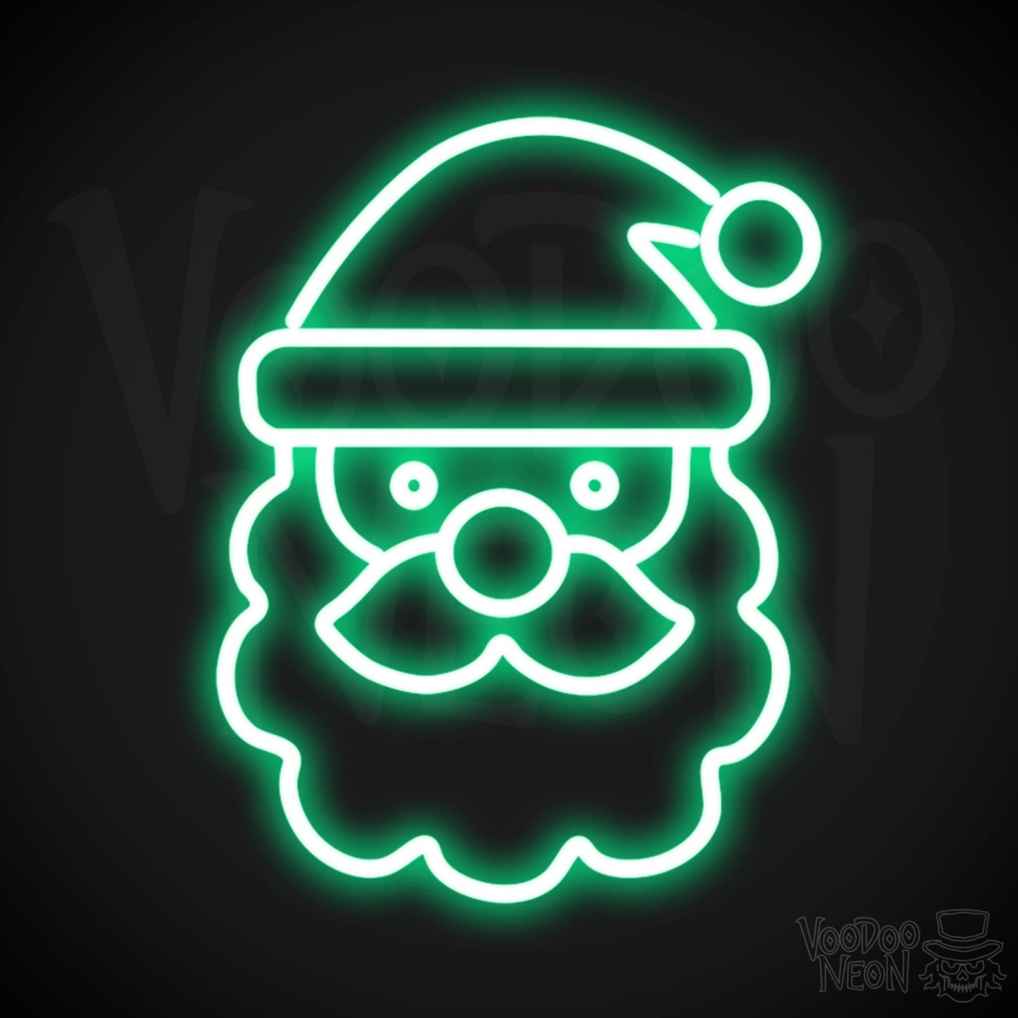Santa Neon Sign - Neon Santa Sign - Santa LED Lights Wall Art - Color Green