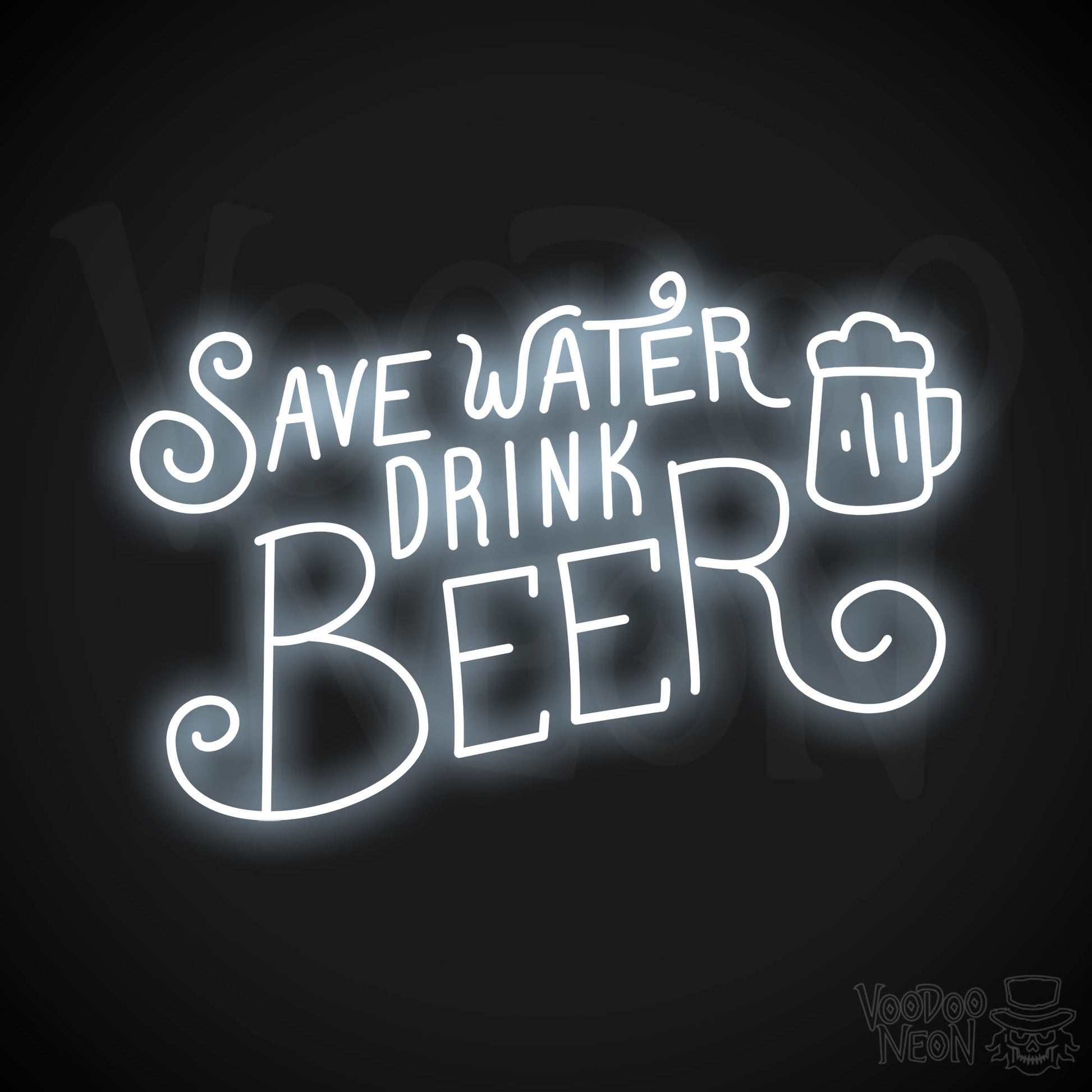 Save Water Drink Beer Neon Sign - Cool White