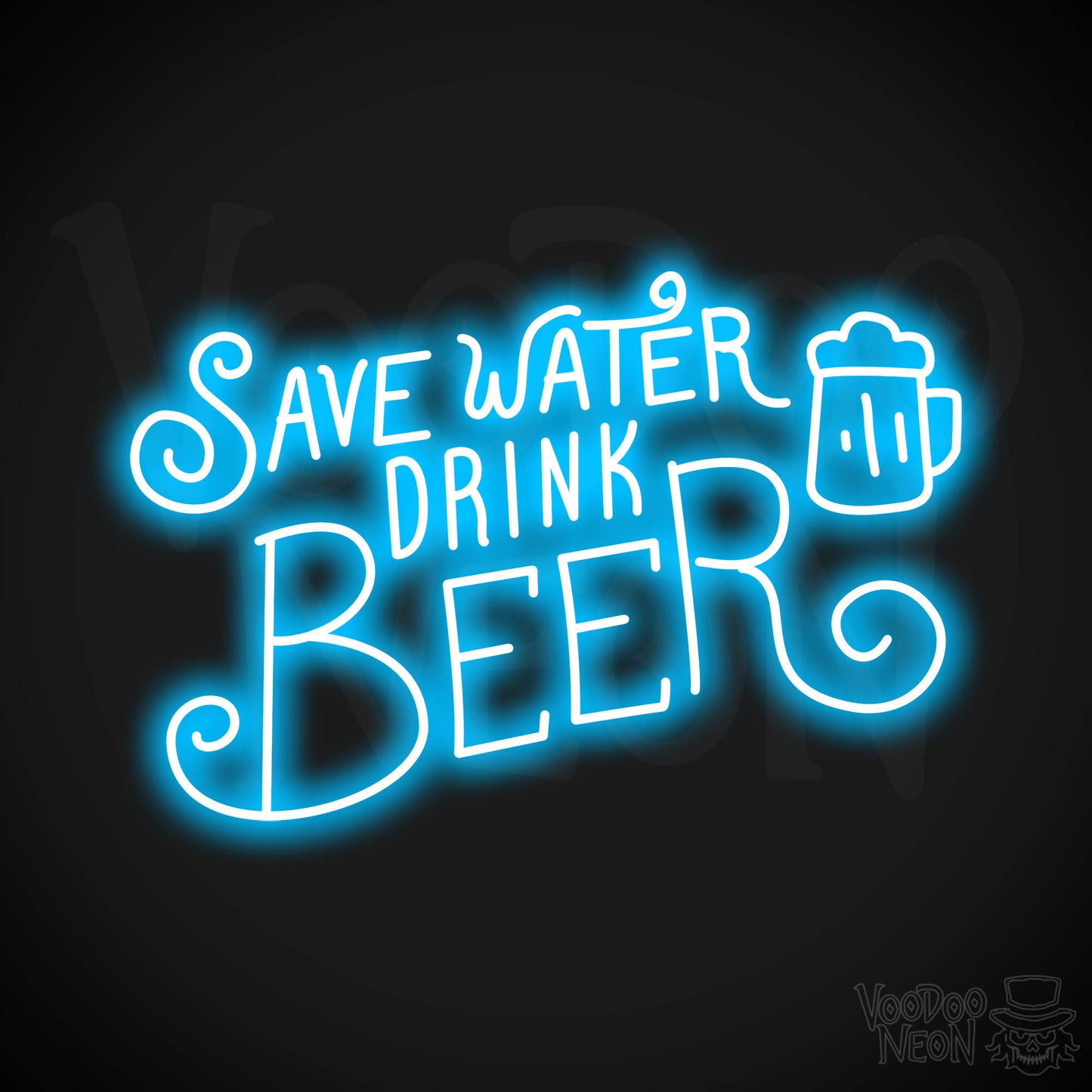 Save Water Drink Beer Neon Sign - Dark Blue