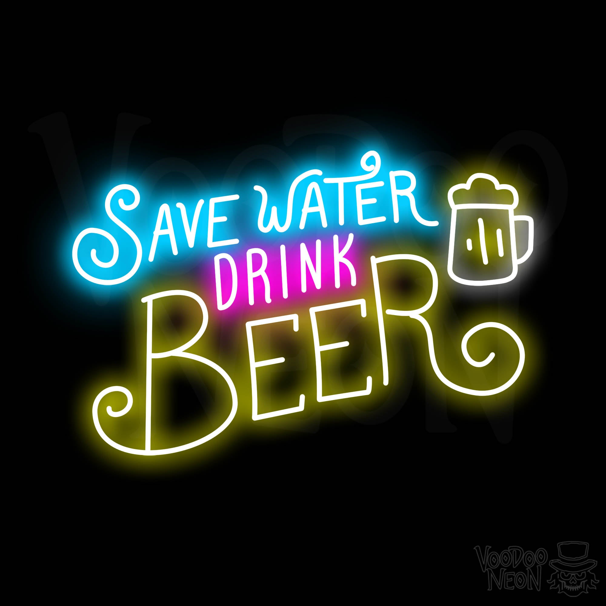 Save Water Drink Beer Neon Sign - Multi-Color