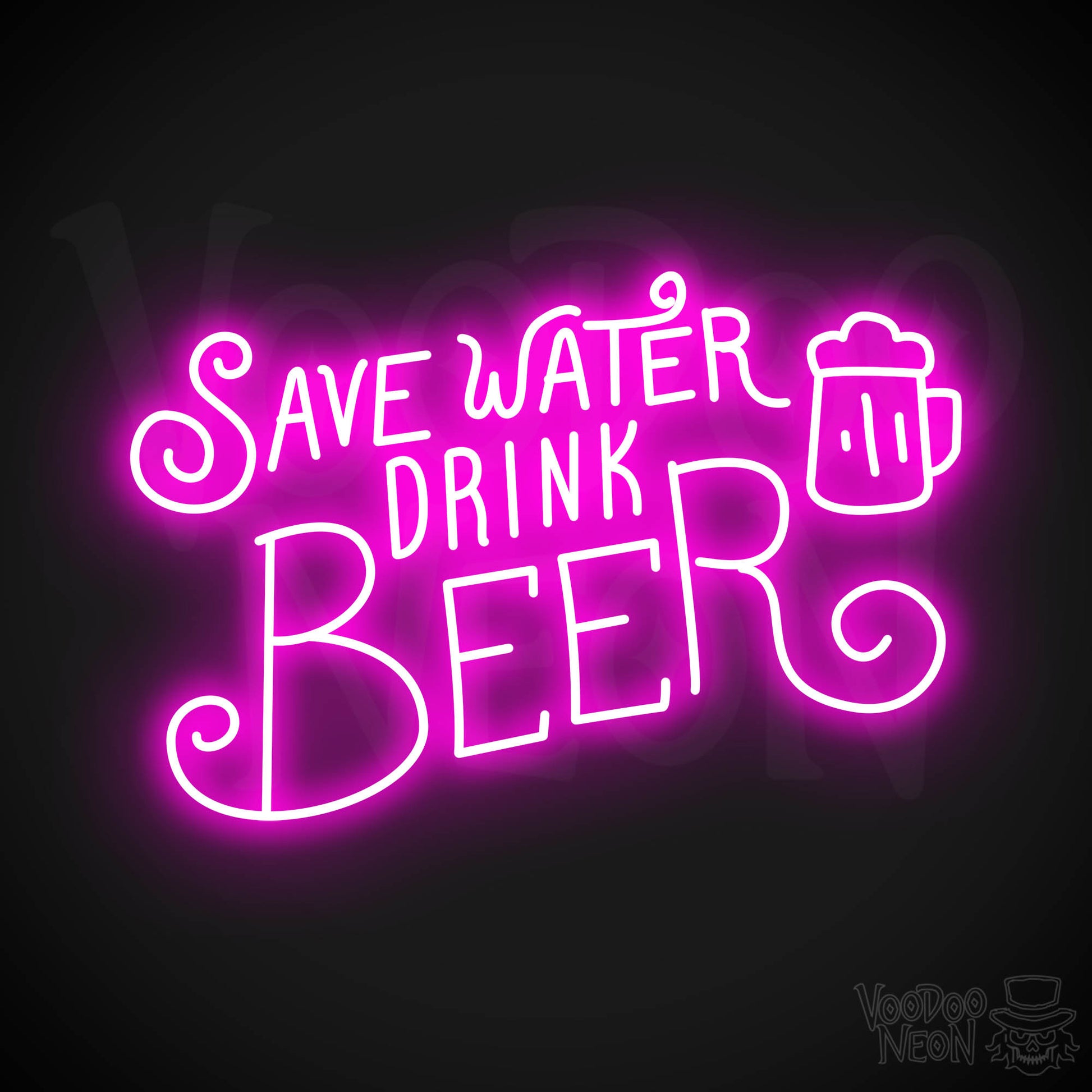 Save Water Drink Beer Neon Sign - Pink