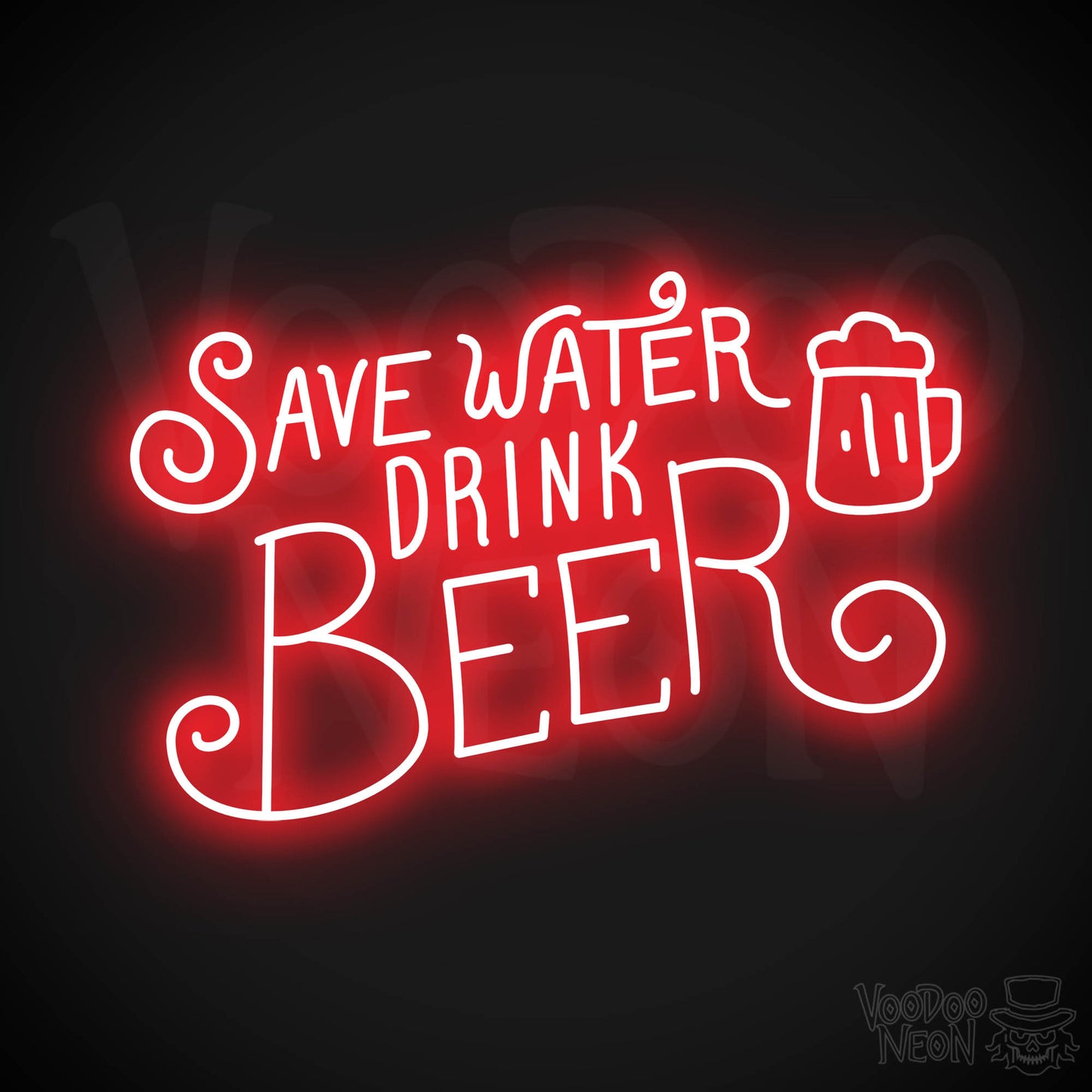 Save Water Drink Beer Neon Sign - Red