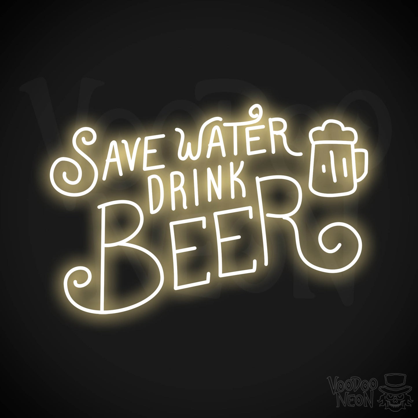 Save Water Drink Beer Neon Sign - Warm White