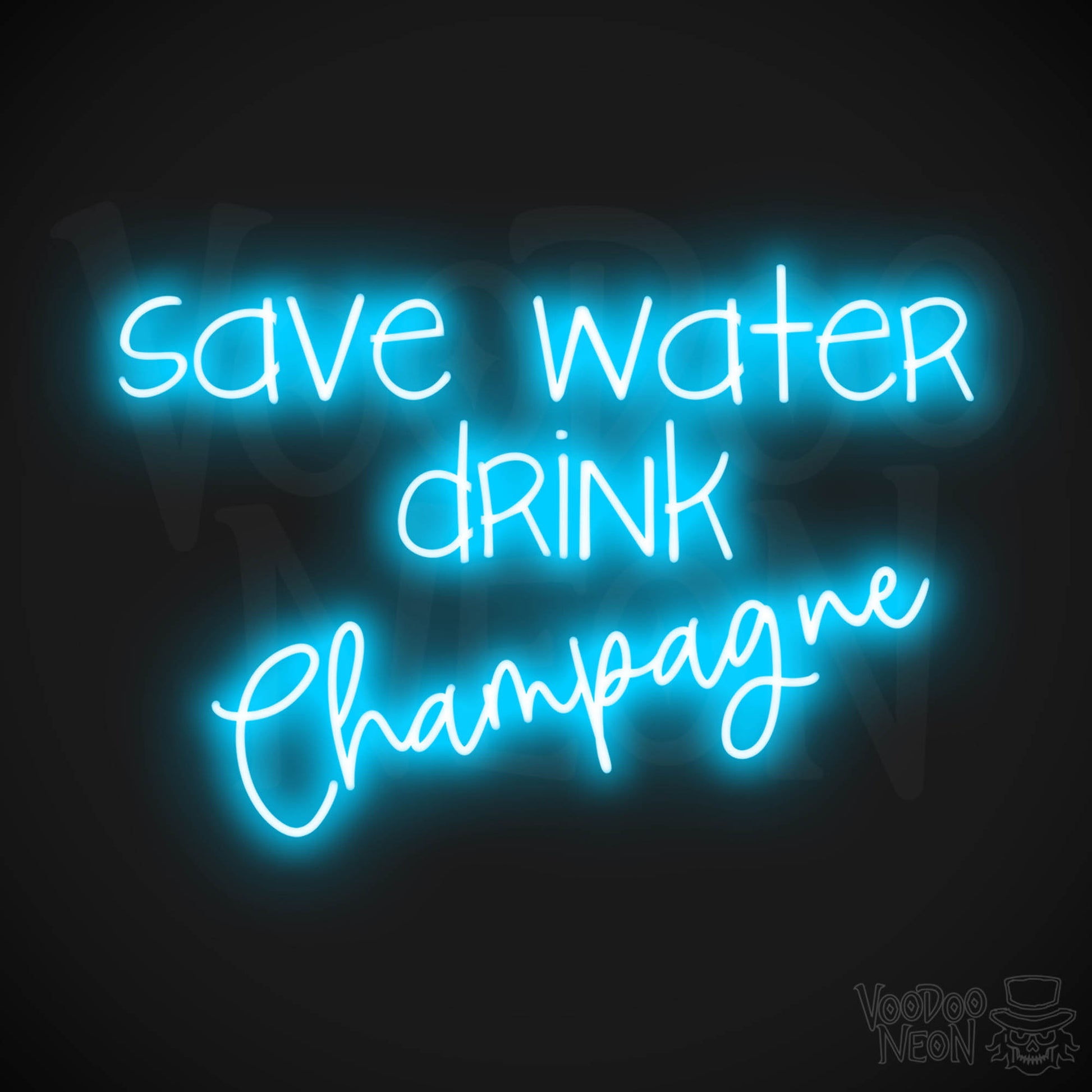 Save Water Drink Champagne LED Neon - Dark Blue