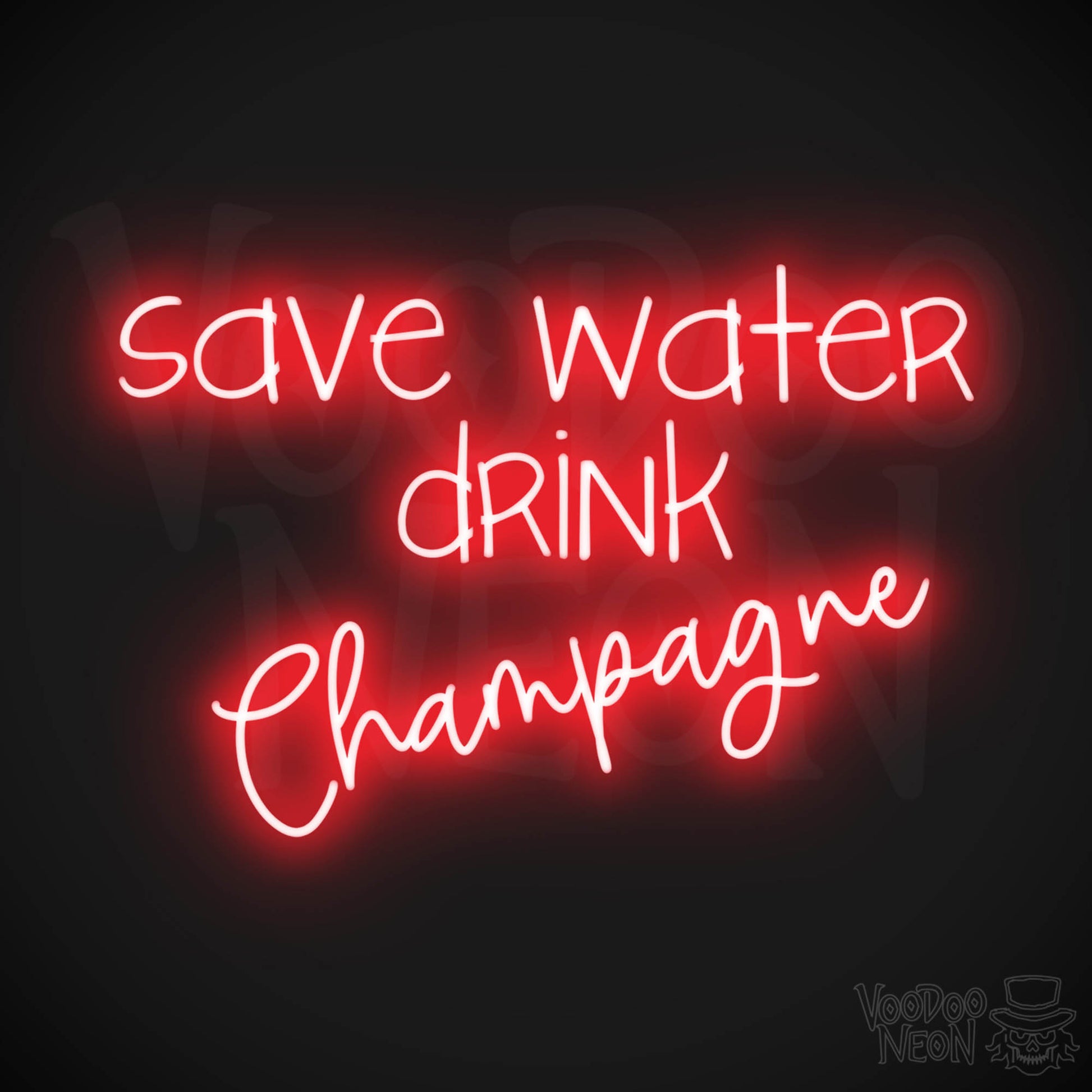 Save Water Drink Champagne LED Neon - Red
