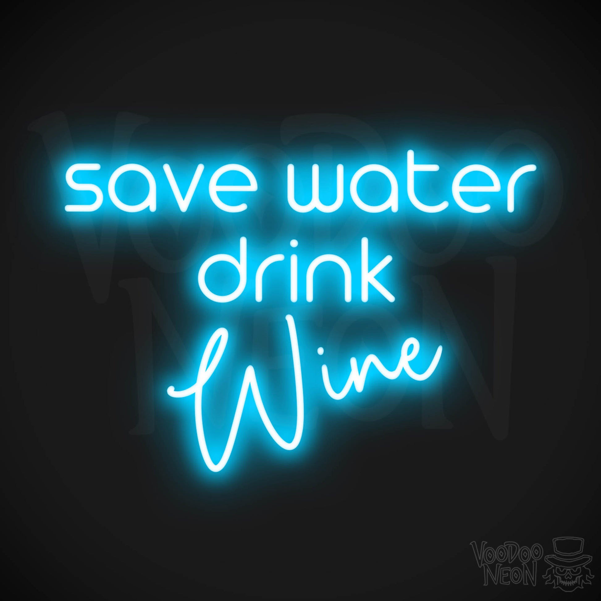 Save Water Drink Wine LED Neon - Dark Blue