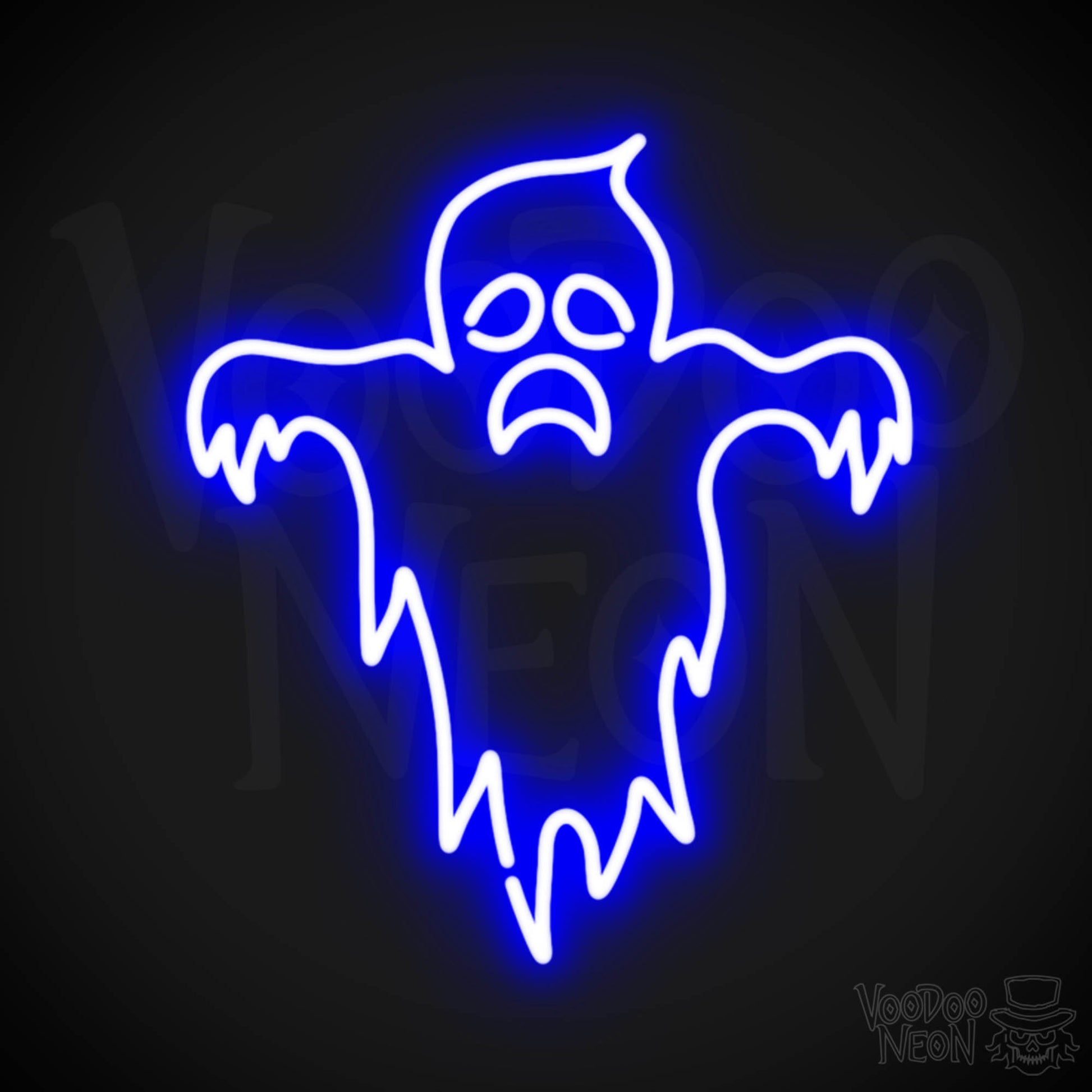 Scary Ghost Neon Sign - Neon Ghost Sign - Ghost Neon Artwork - LED Sign - Color Dark Blue