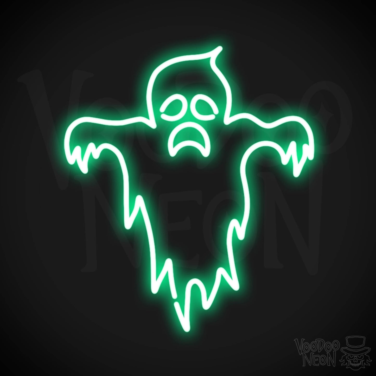 Scary Ghost Neon Sign - Neon Ghost Sign - Ghost Neon Artwork - LED Sign - Color Green