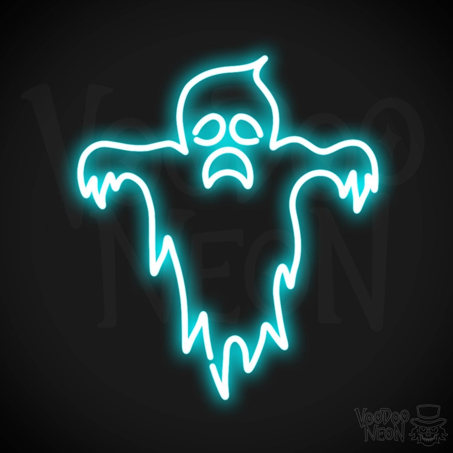 Scary Ghost Neon Sign - Neon Ghost Sign - Ghost Neon Artwork - LED Sign - Color Ice Blue
