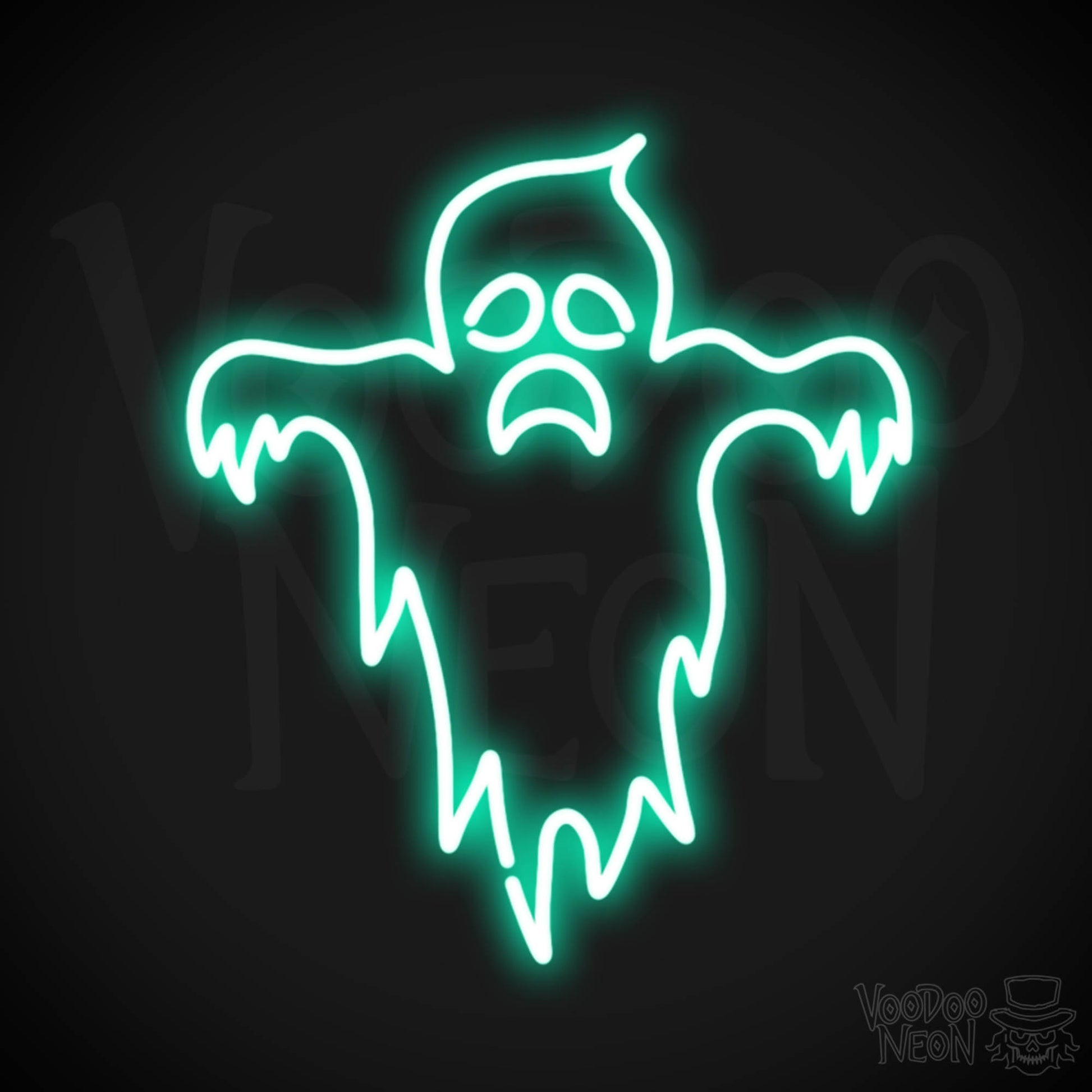 Scary Ghost Neon Sign - Neon Ghost Sign - Ghost Neon Artwork - LED Sign - Color Light Green