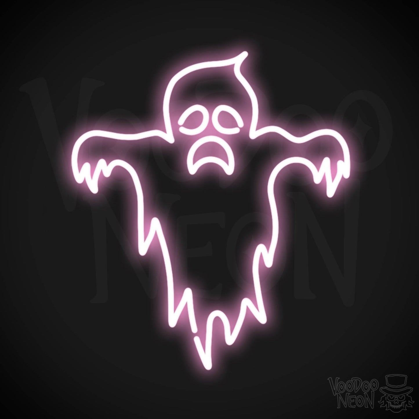 Scary Ghost Neon Sign - Neon Ghost Sign - Ghost Neon Artwork - LED Sign - Color Light Pink