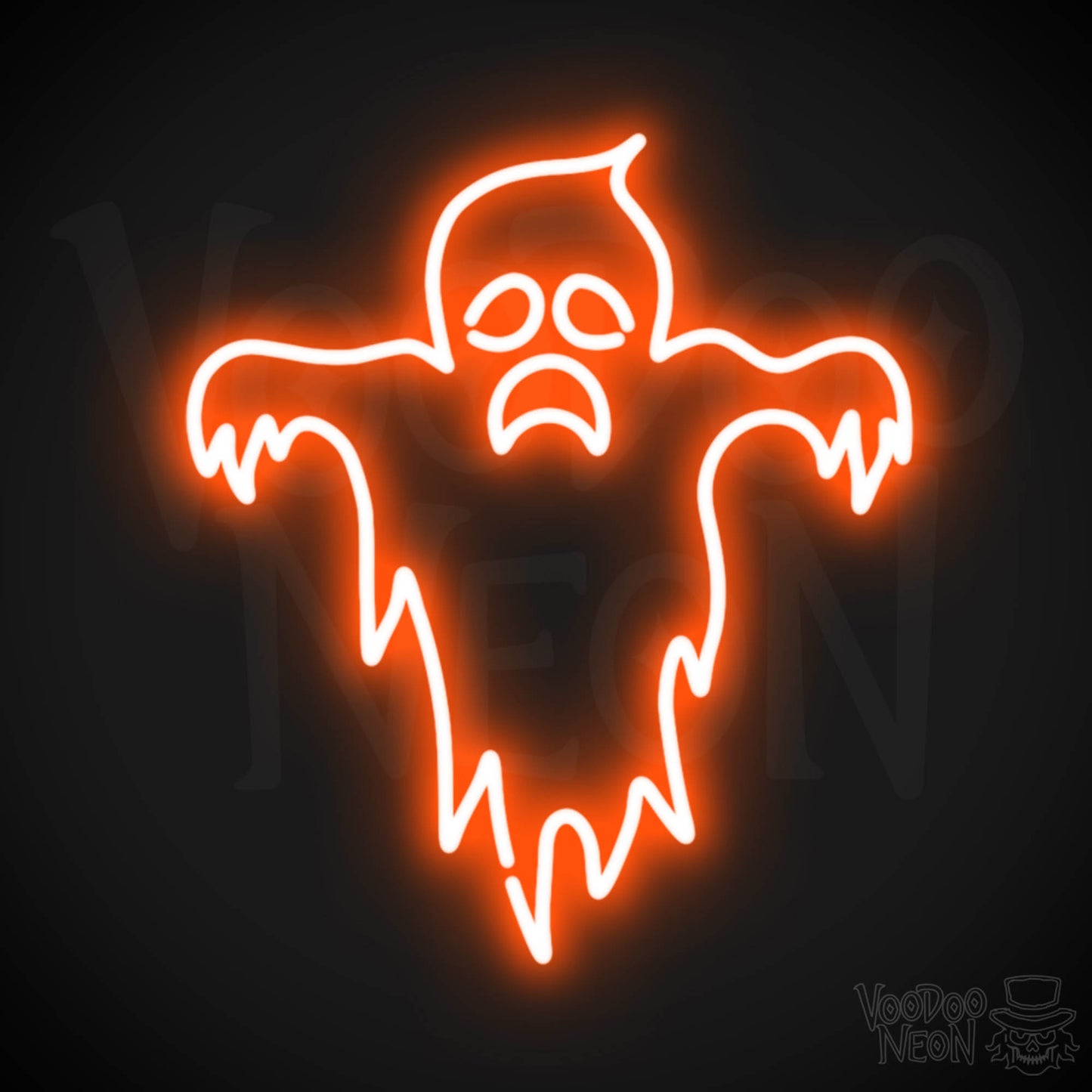 Scary Ghost Neon Sign - Neon Ghost Sign - Ghost Neon Artwork - LED Sign - Color Orange
