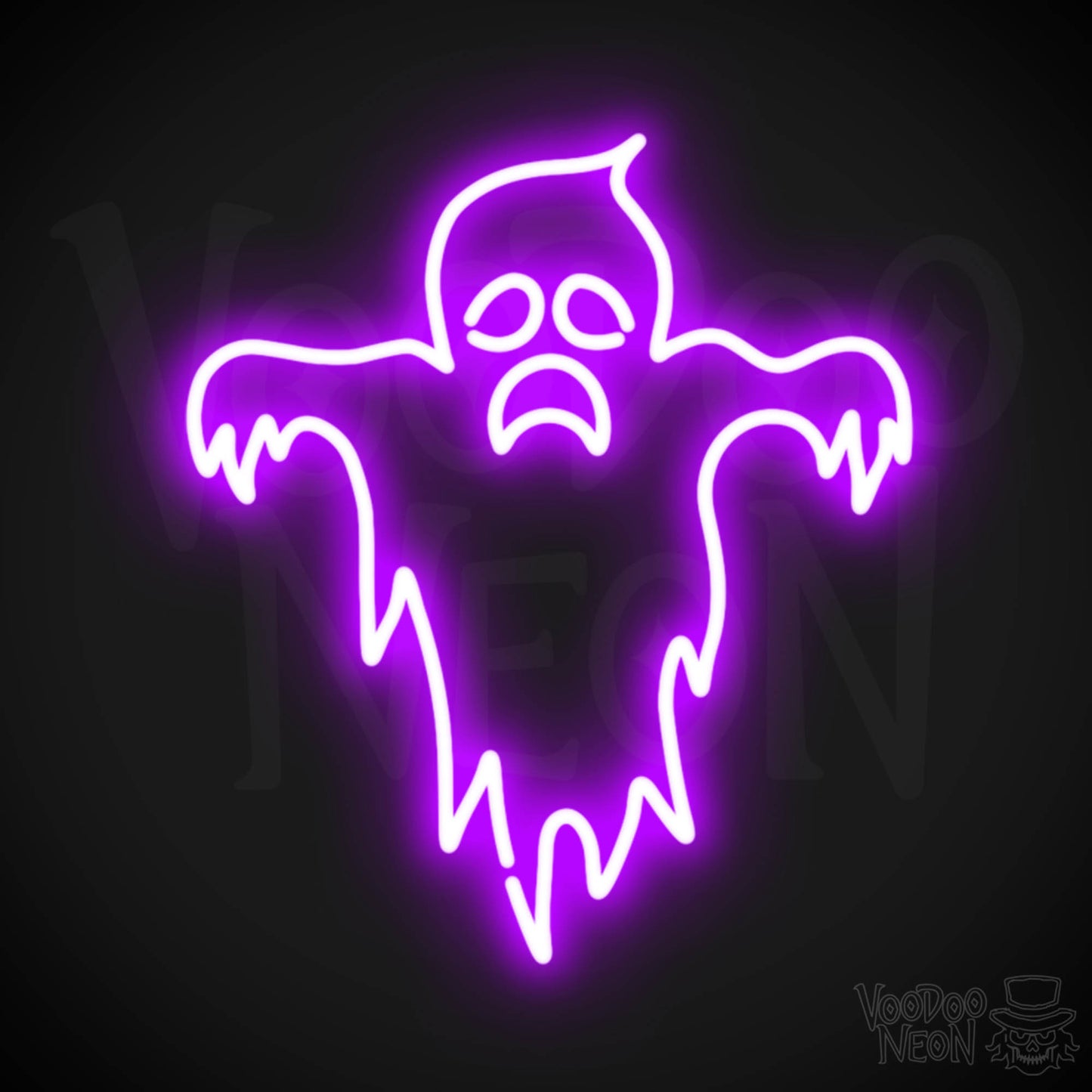 Scary Ghost Neon Sign - Neon Ghost Sign - Ghost Neon Artwork - LED Sign - Color Purple