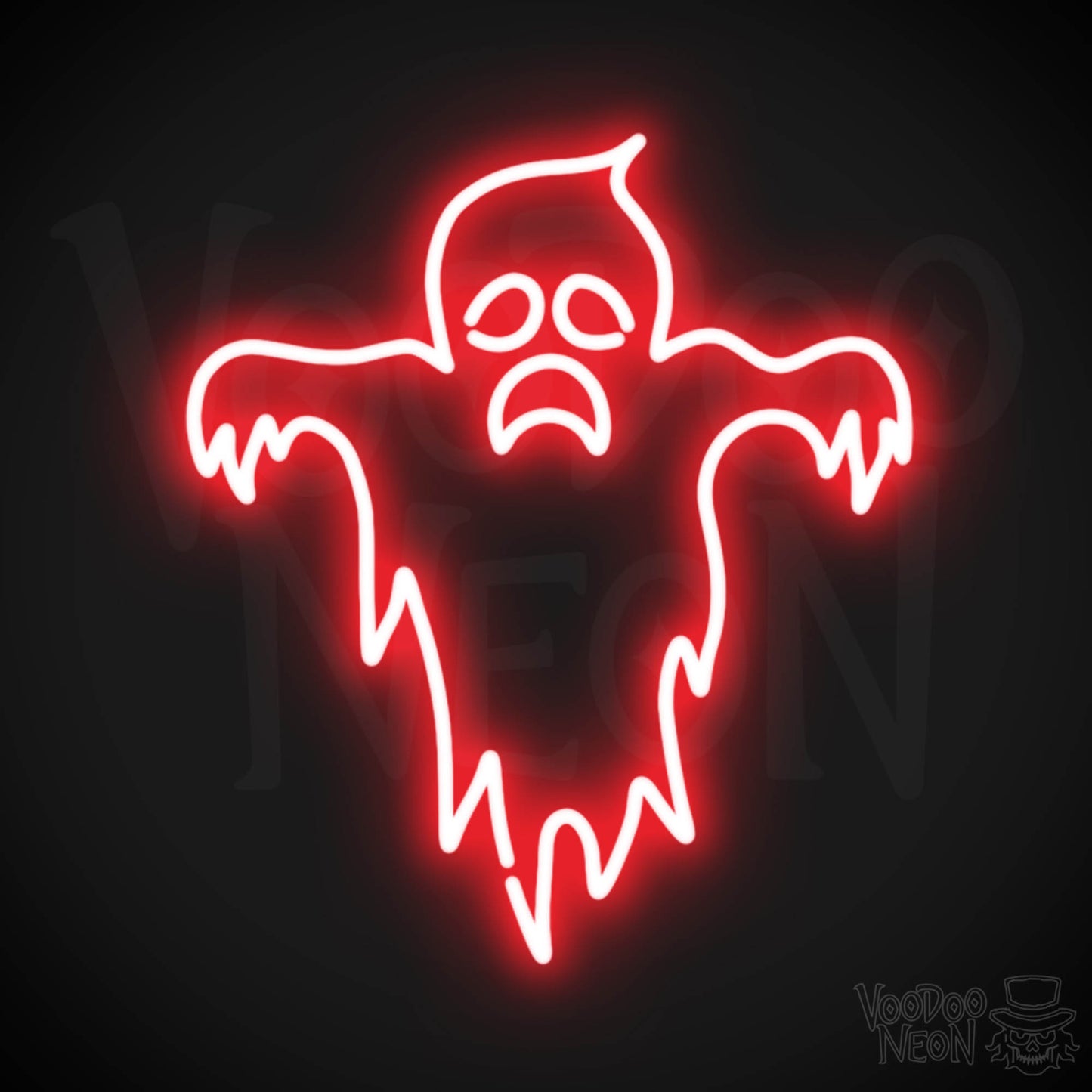 Scary Ghost Neon Sign - Neon Ghost Sign - Ghost Neon Artwork - LED Sign - Color Red