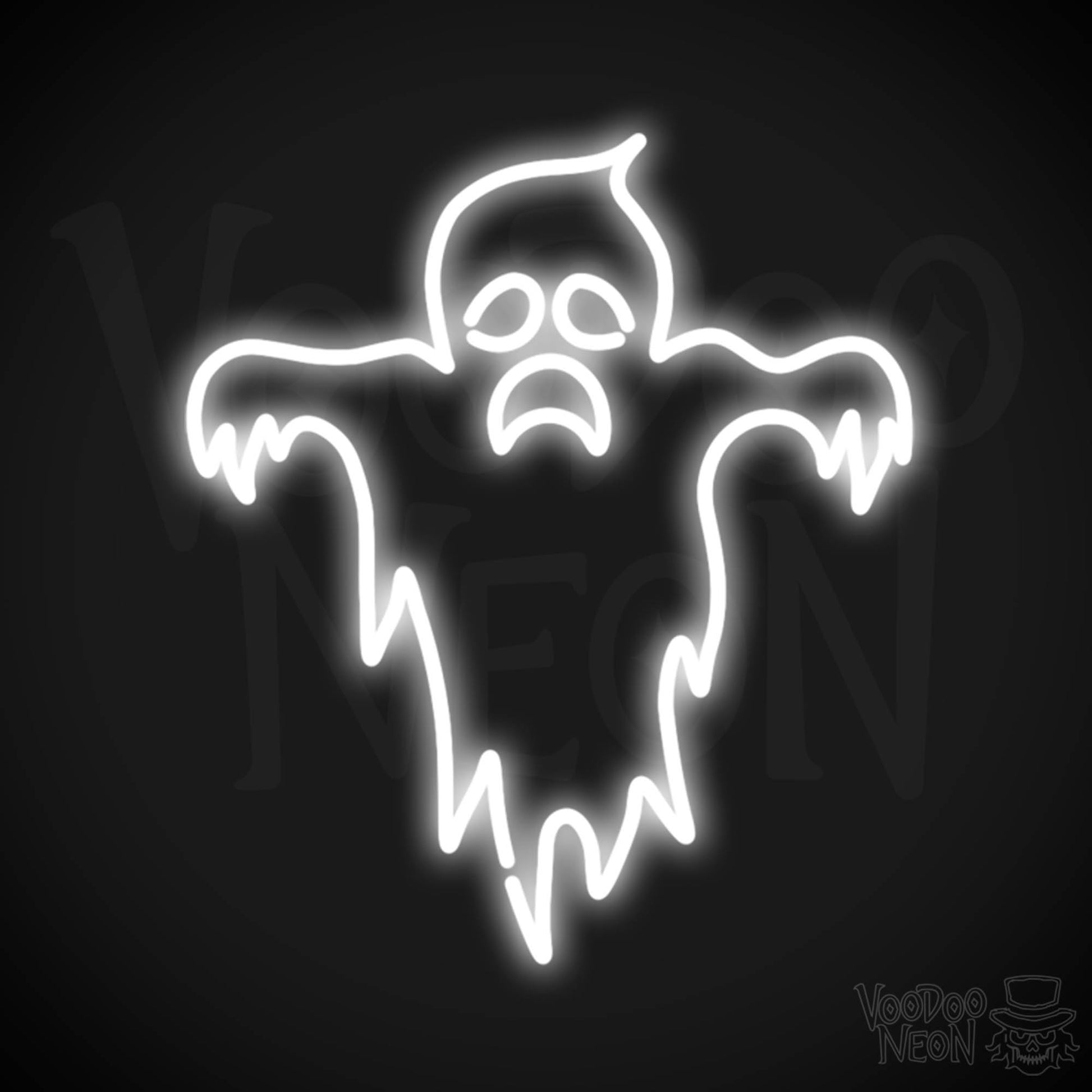 Scary Ghost Neon Sign - Neon Ghost Sign - Ghost Neon Artwork - LED Sign - Color White