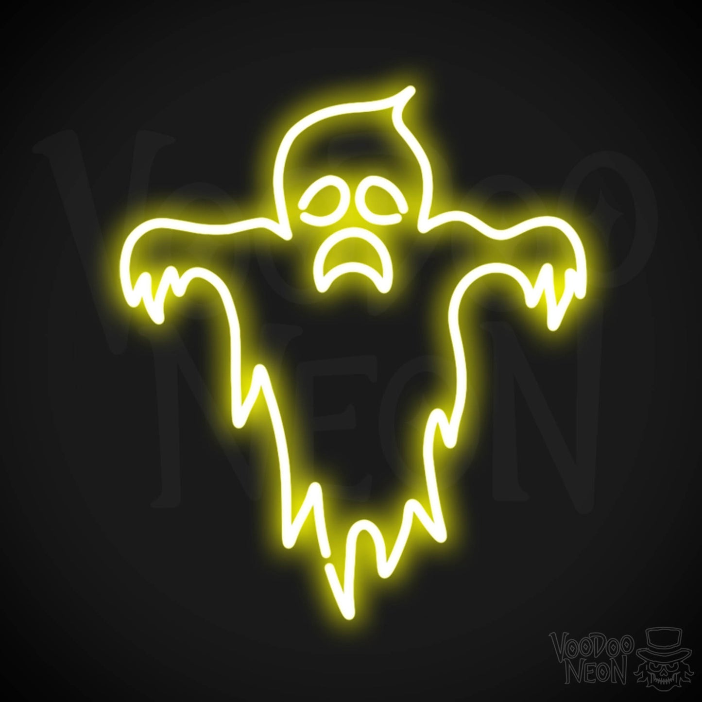 Scary Ghost Neon Sign - Neon Ghost Sign - Ghost Neon Artwork - LED Sign - Color Yellow