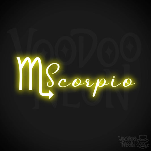 Scorpio Neon Sign - Neon Scorpio Sign - Scorpio Symbol - Neon Wall Art - Color Yellow