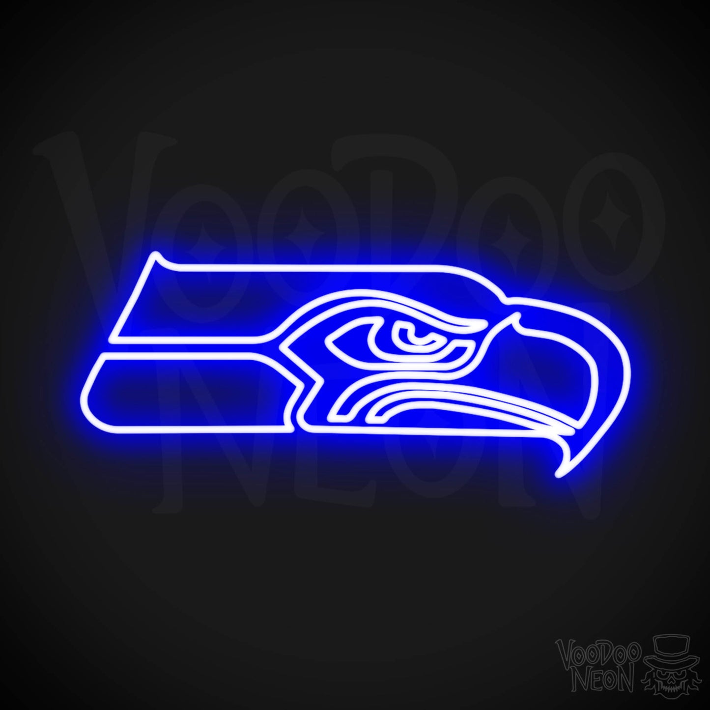 Seattle Seahawks Neon Sign - Seattle Seahawks Sign - Neon Seahawks Logo Wall Art - Color Dark Blue