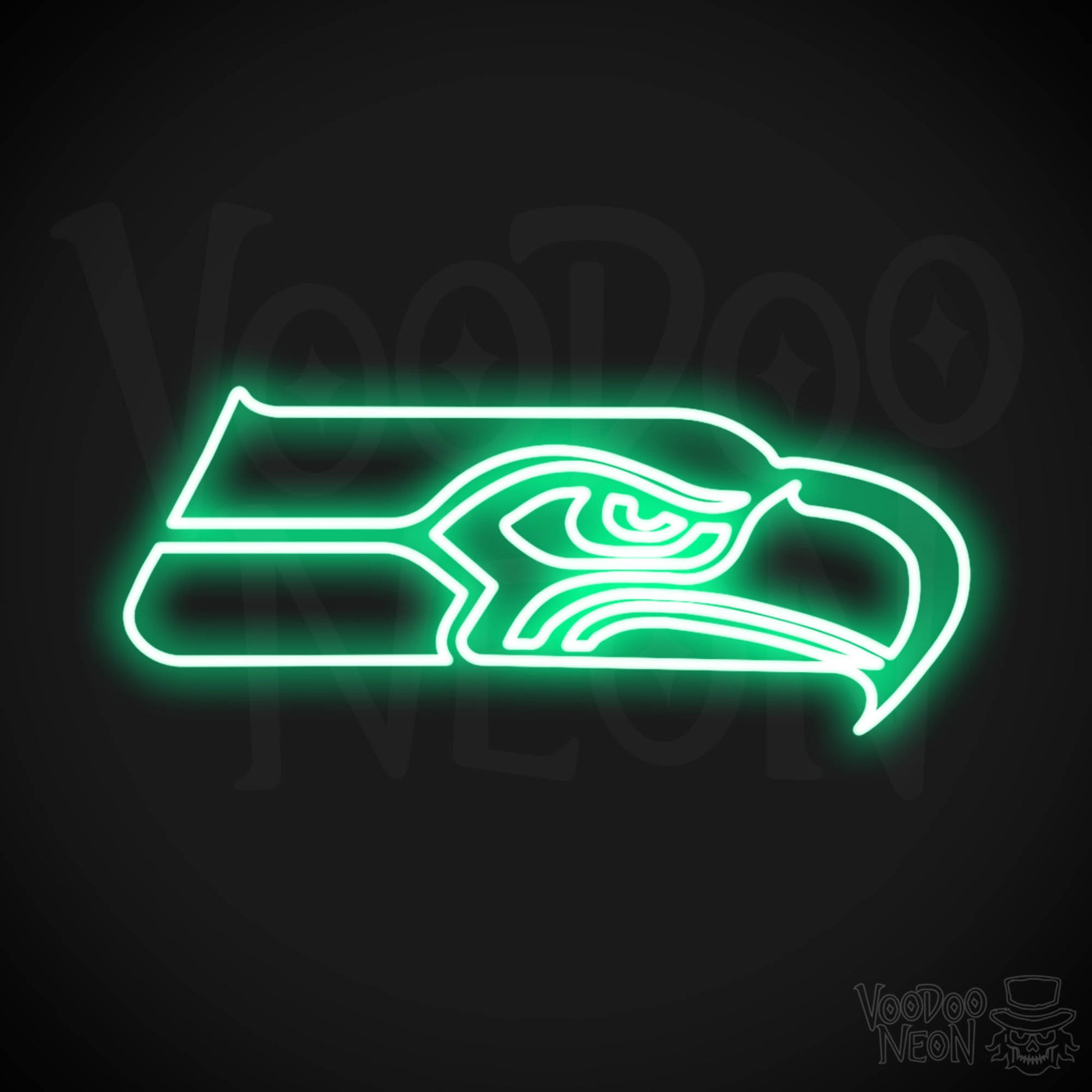 Seattle Seahawks Neon Sign - Seattle Seahawks Sign - Neon Seahawks Logo Wall Art - Color Green