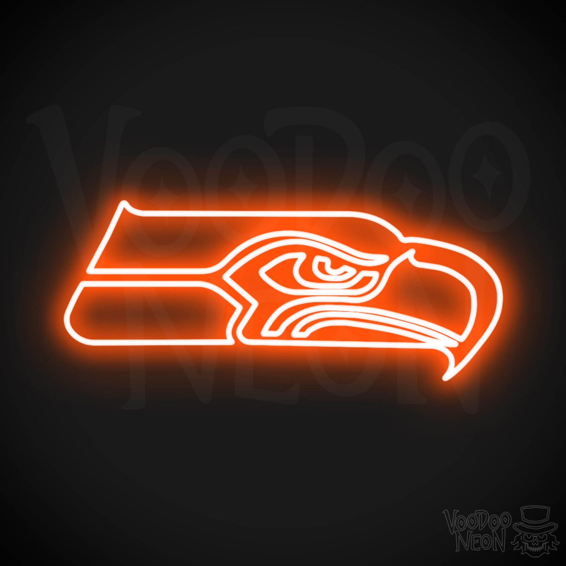Seattle Seahawks Neon Sign - Seattle Seahawks Sign - Neon Seahawks Logo Wall Art - Color Orange