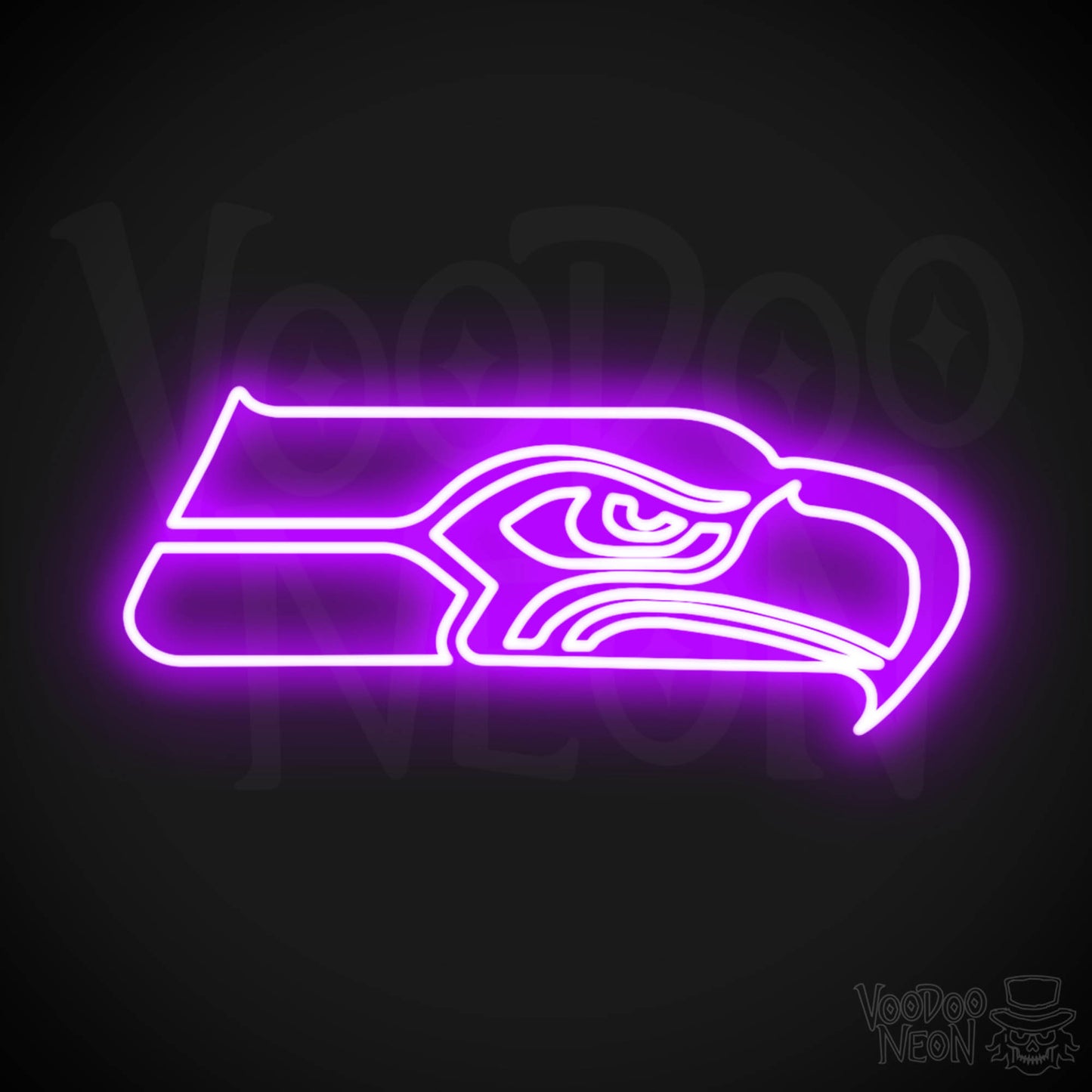 Seattle Seahawks Neon Sign - Seattle Seahawks Sign - Neon Seahawks Logo Wall Art - Color Purple
