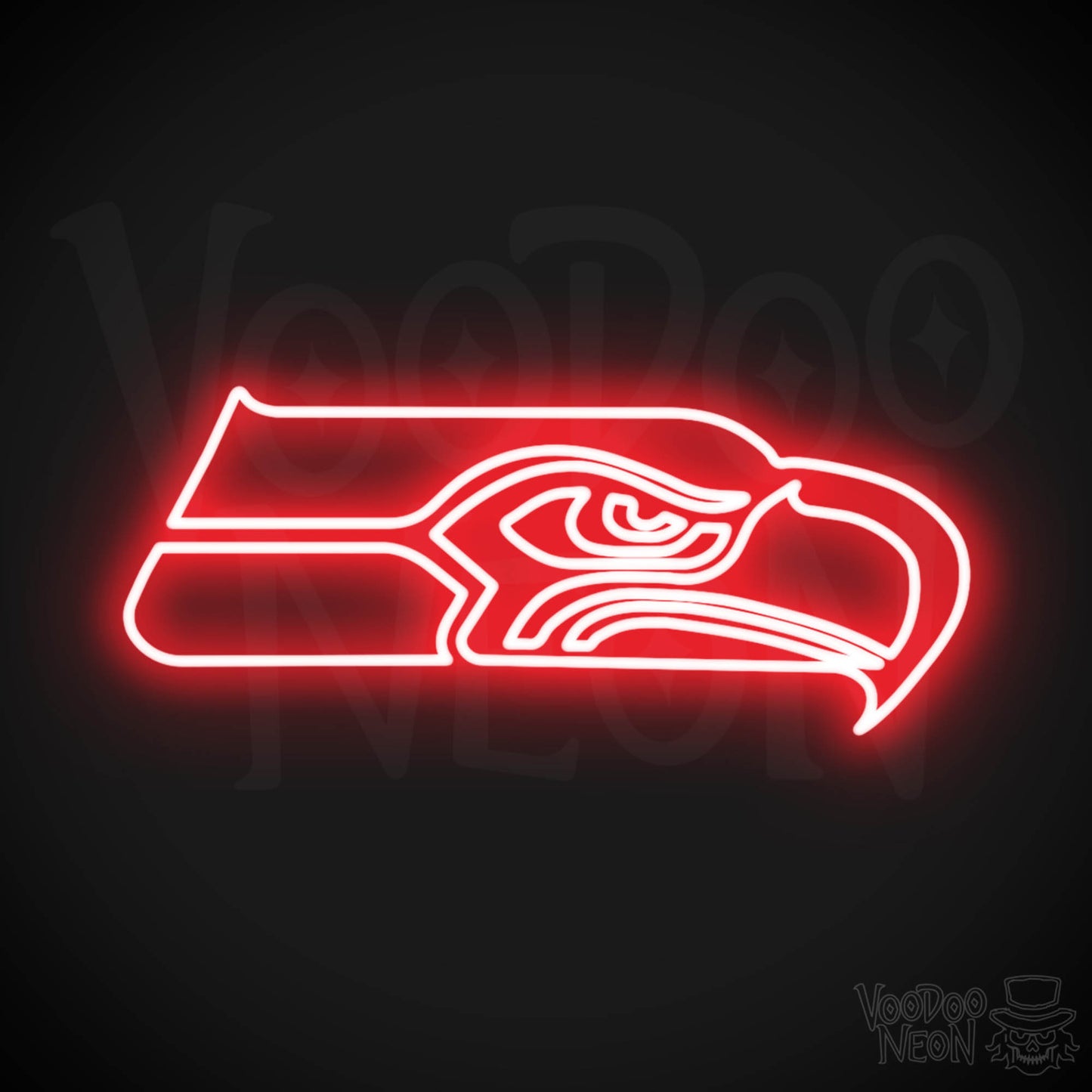 Seattle Seahawks Neon Sign - Seattle Seahawks Sign - Neon Seahawks Logo Wall Art - Color Red