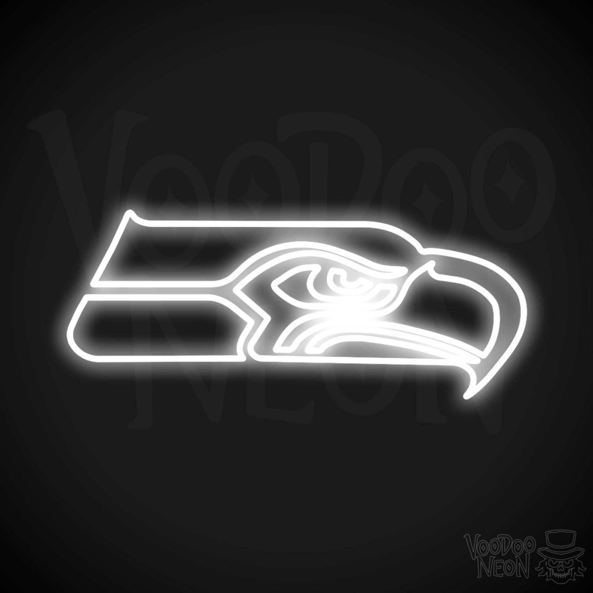 Seattle Seahawks Neon Sign - Seattle Seahawks Sign - Neon Seahawks Logo Wall Art - Color White