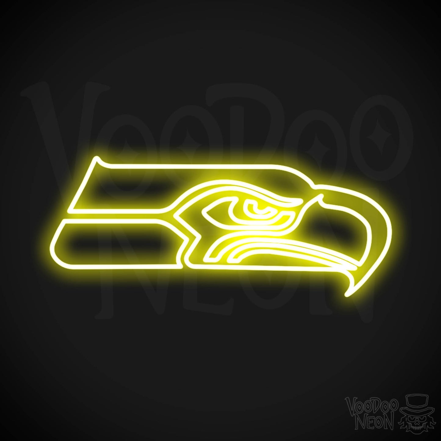 Seattle Seahawks Neon Sign - Seattle Seahawks Sign - Neon Seahawks Logo Wall Art - Color Yellow
